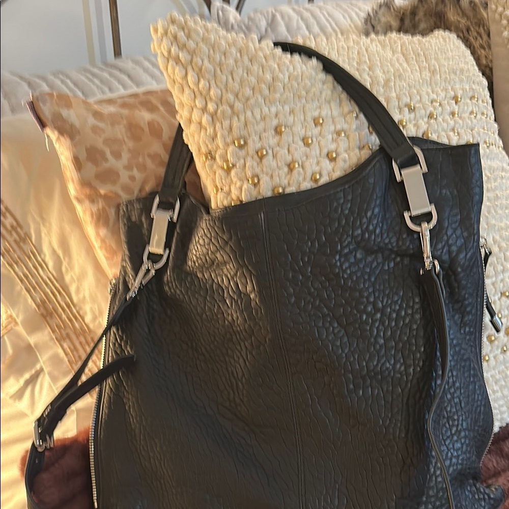 Elegant Black Leather Tote Bag